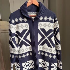 The Normal Brand Navy and Gray Zip-Up Sweater